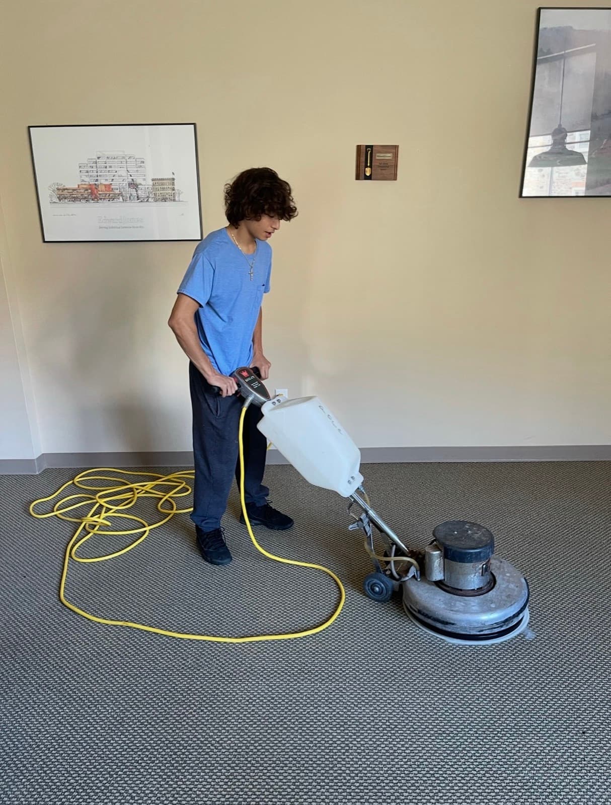 Office carpet cleaning with a rotary machine, Holland Township. Patriotic Office Cleaning.